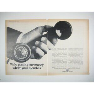 Vintage 1970s GTE General Telephone Ad Money Where Your Mouth Is 2 Page READ